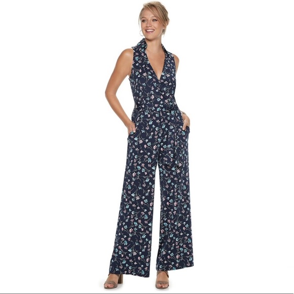 Nina Leonard Pants - Nina Leonard Surplice Neckline Jumpsuit Size L